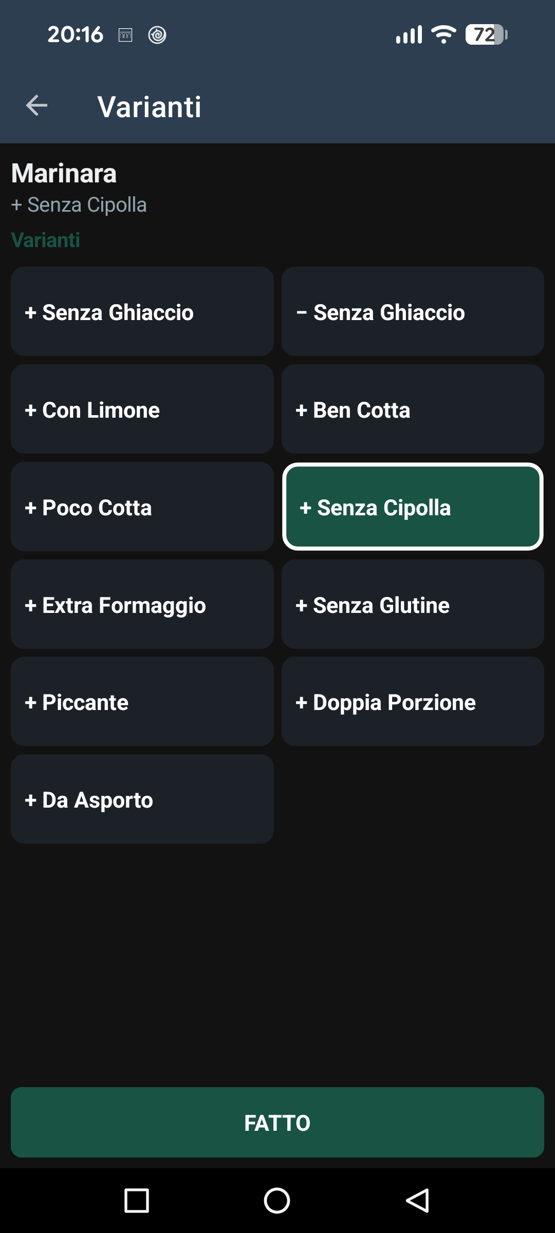 Le varianti di un piatto scelte dal palmare del cameriere